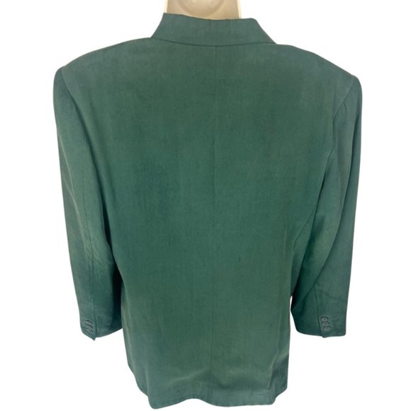 Whitby Green %100 Silk Blazer, Stylish, Vintage, Large - Picture 3 of 6